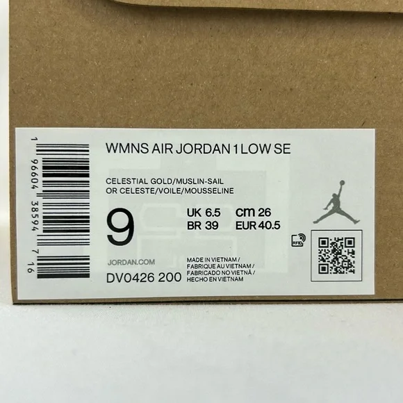 Women’s Nike Air Jordan 1 Low Celestial Gold / Multiple Sizes/ Brand New - Picture 8 of 9